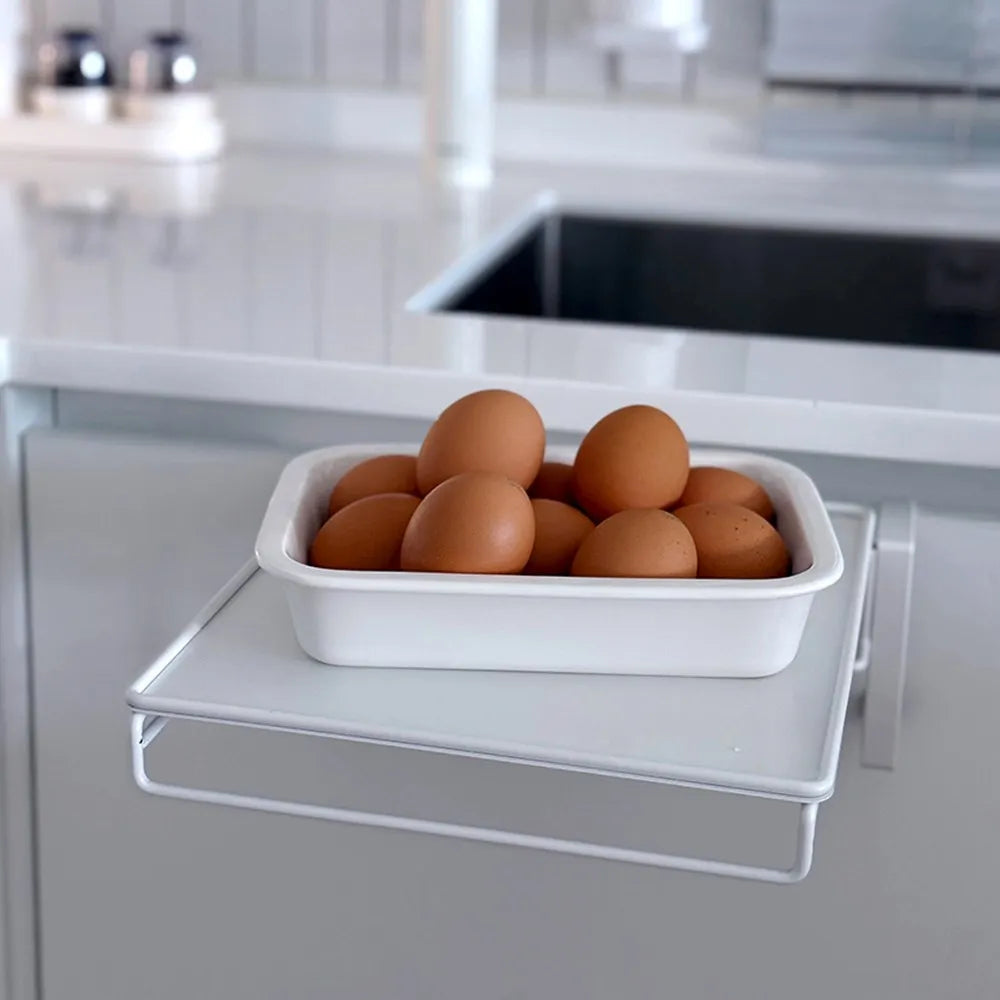 Narrow Kitchen Folding Auxiliary Cooking Table Mini Shelf Dishcloth Hanger Kitchen Assistant Countertop