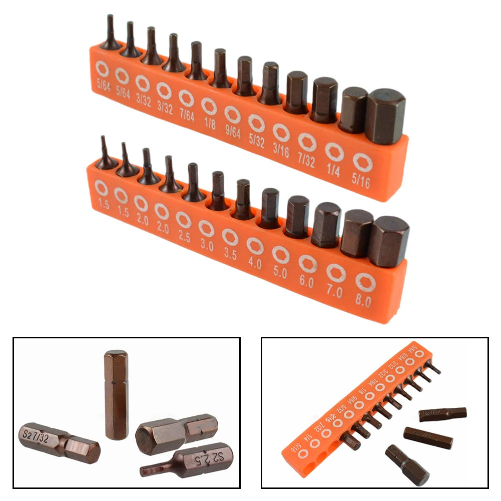 12pc/24pc Screwdriver Bit Set 25mm 1/4in Hex Shank Security Magnetic Driver Bit Pneumatic Electric Screwdriver Bit Hand Tool Set