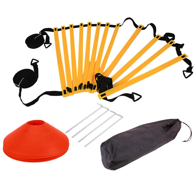 Soccer Agility Training Equipment Set 12 Rung Ladder Football Agility Speed Ladder Disc Cones Steel Stakes Football Training