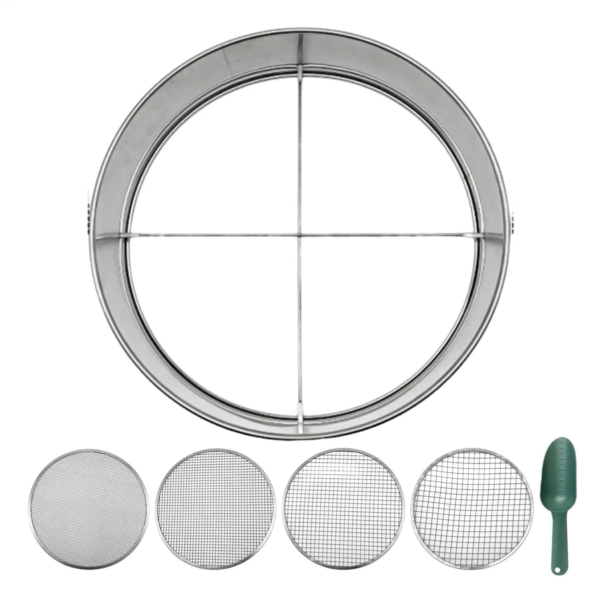 Garden Soil Sifter With 4 Mesh ScreensStainless Steel Rock Sifter Filter Mesh Flower Plant Nursery Soil Sifter For Soil Stone