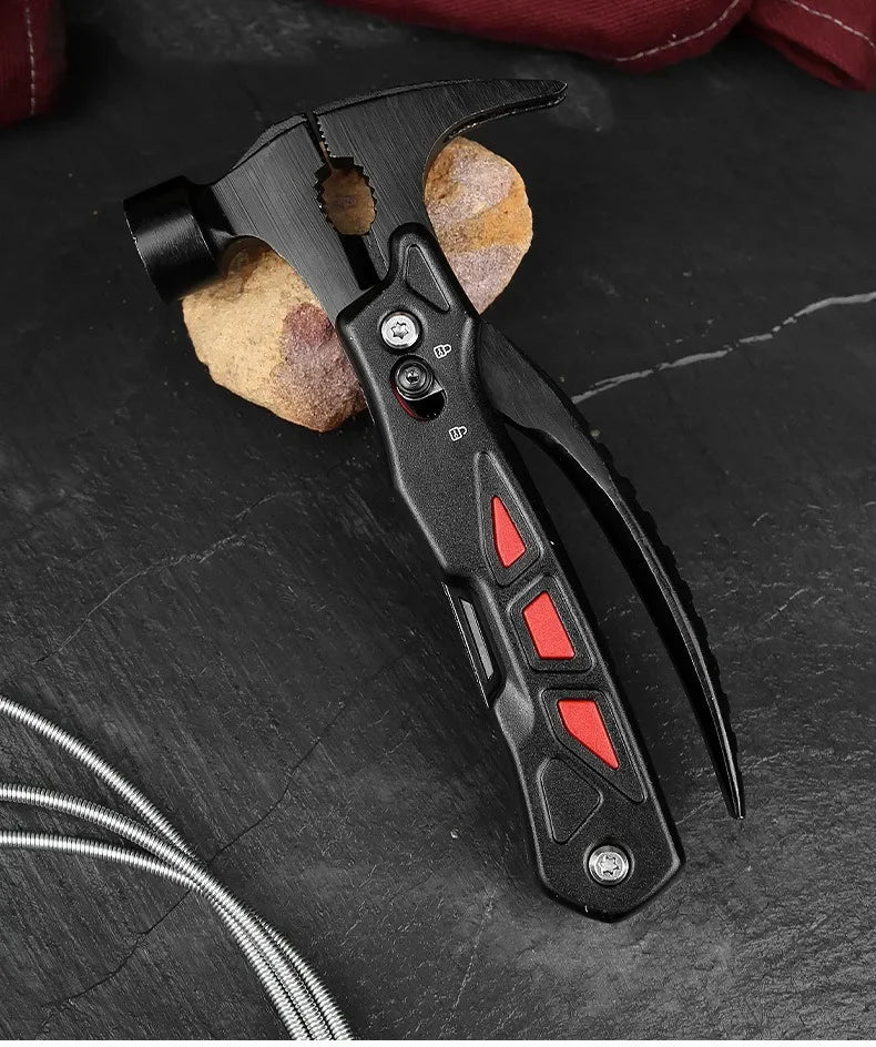 Outdoor Portable Repair Tool Claw Hammer Multi-Functional with Window Breaker Stainless Steel Pliers For Camping Tent Stakes