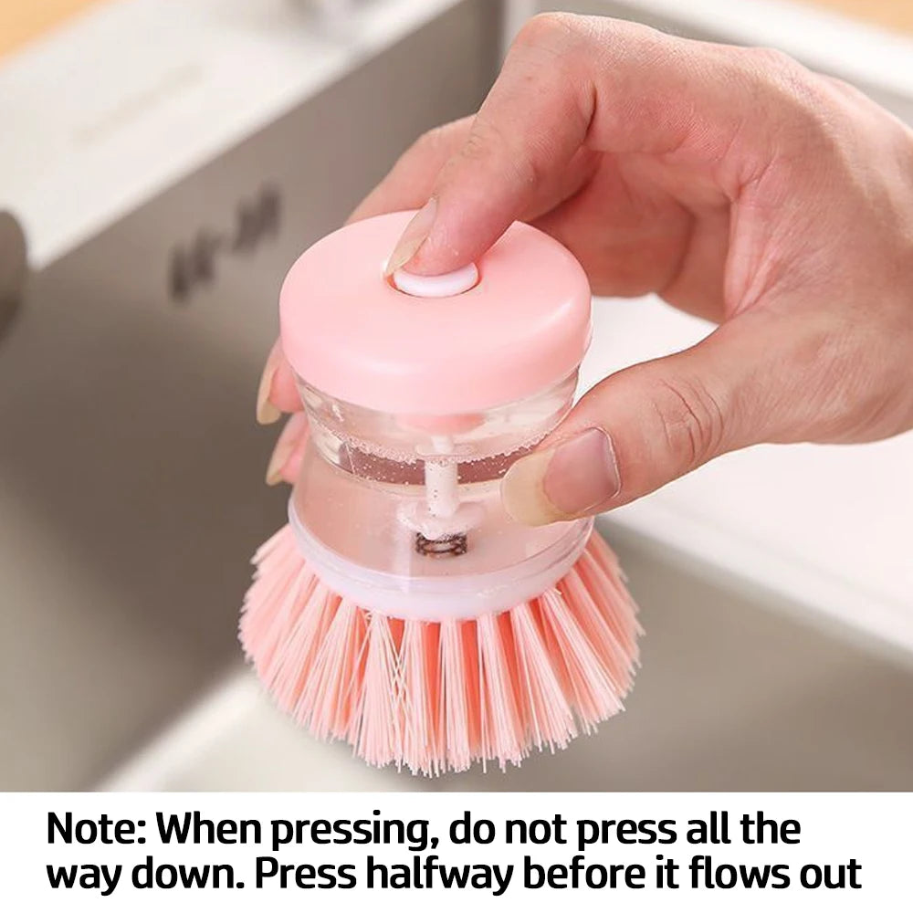 Kitchen Wash Pot Dish Brush Utensils with Washing Soap Liquid Dispenser Household Cleaning Accessories
