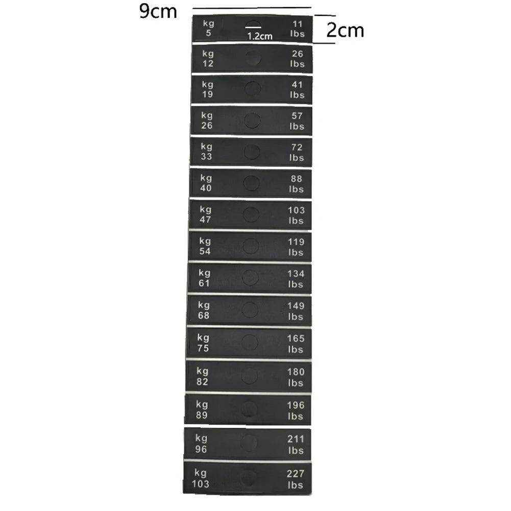 1pc Fitness Equipment Weight Stickers 4.5/7-91/120kg 5-103kg 5-162.5kg Weight Stack Labels Sticker Gym Counterweight Block Parts
