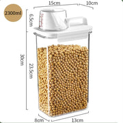 Food Storage Containers  with Measuring Cup Moisture-proof Powder Cereal Storage Tank Detergent Plastic Airtight Kitchen Items