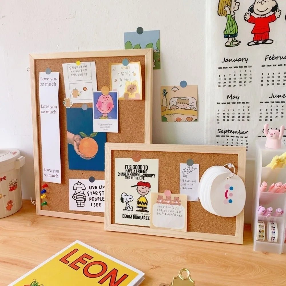 Home Decor DIY Cork Display Panel Soft Decorative Cork Board Wood Hanging Photo Background
