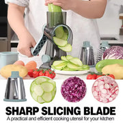 Kitchen Gadget 3 in 1 Hand-Crank Vegetable Slicer Labor-saving Plastic Rotary Cheese Grater Manual Vegetable Shredder Carrots