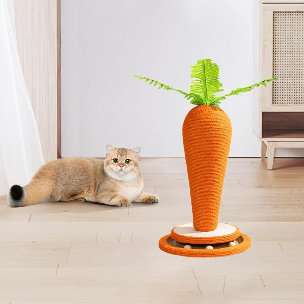 Cat Scratch Post Carrot Shape Scratch Board Pet Supplies Freestand Cat Scratcher Post for Indoor Pet Cats Furniture Interactive