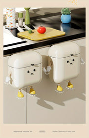 Kitchen trash can with lid, wall-mounted, no drilling, home toilet, no bending, high-appearance, hygienic bucket