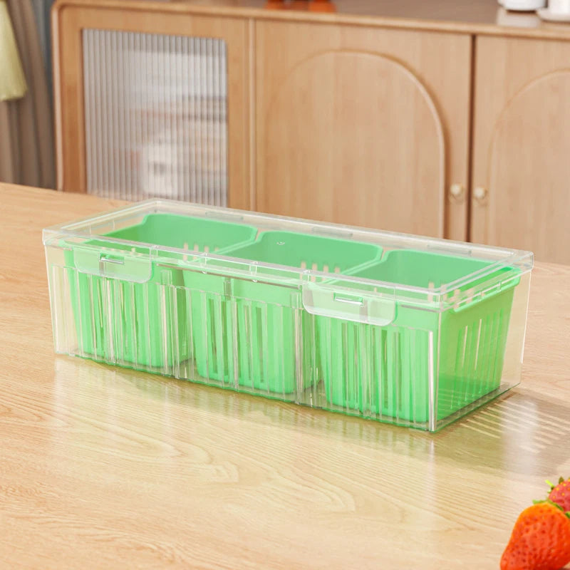 Kitchen Fruits Vegetables Storage Box Fridge Ginger Scallion Onion Fresh-keeping Container Food Drain Crisper Organizer