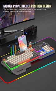 Gaming Keyboard Spanish Russian Arabic Keyboard 100% Layout RGB Backlight Gamer Keyboard Volume Knob Wired K90 104 Keys Hand Sup