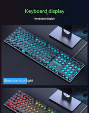 Eweadn GX330 Wired Keyboard Mouse Set Retro Punk ABS Keycaps Gaming Keyboard Mouse Headphones family Office PC Gamer Laptop Gift