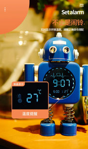 2025 Robot Smart Alarm Clock Led Wake-up Light Luminous Snooze Living Room Bedroom Desk Clock Children's Gifts Home Decoration