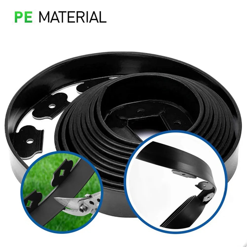 10M Landscape Edging Kit Fixed Garden Barrier Lawn Grass Plastic Edging Border Edging Garden Edging Coil for Lawn Yard Pathway