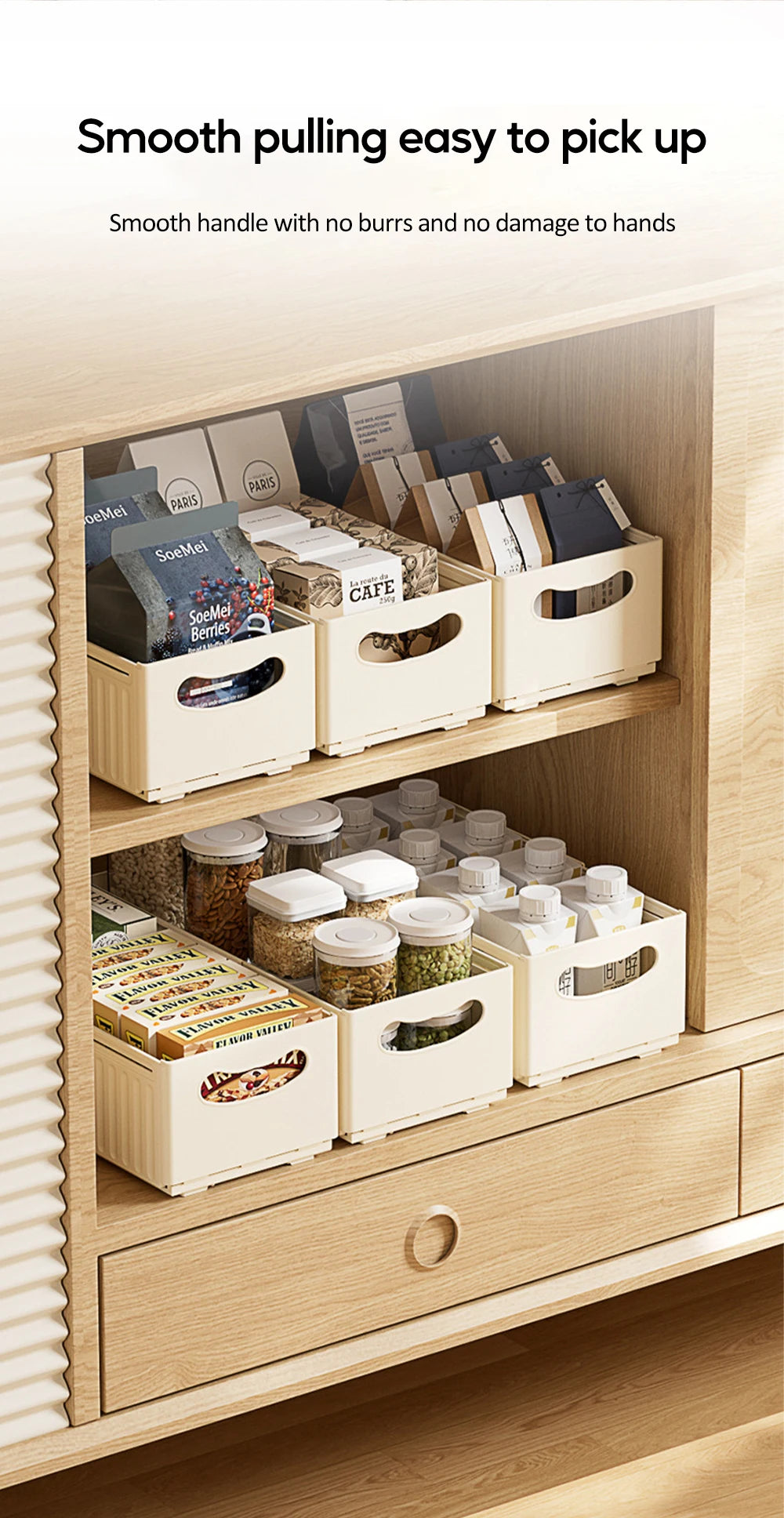 Kitchen Storage Box Retractable Multifunctional Storage Basket Cabinet Desktop Snack Spice Storage Box Fridge Kitchen Organizer