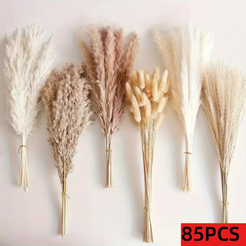 210 Pieces Bohemian Decoration in Dry Pampa Herb Lavender and Rustic Eucalyptus Home Decoration Wedding Room and Table Decor