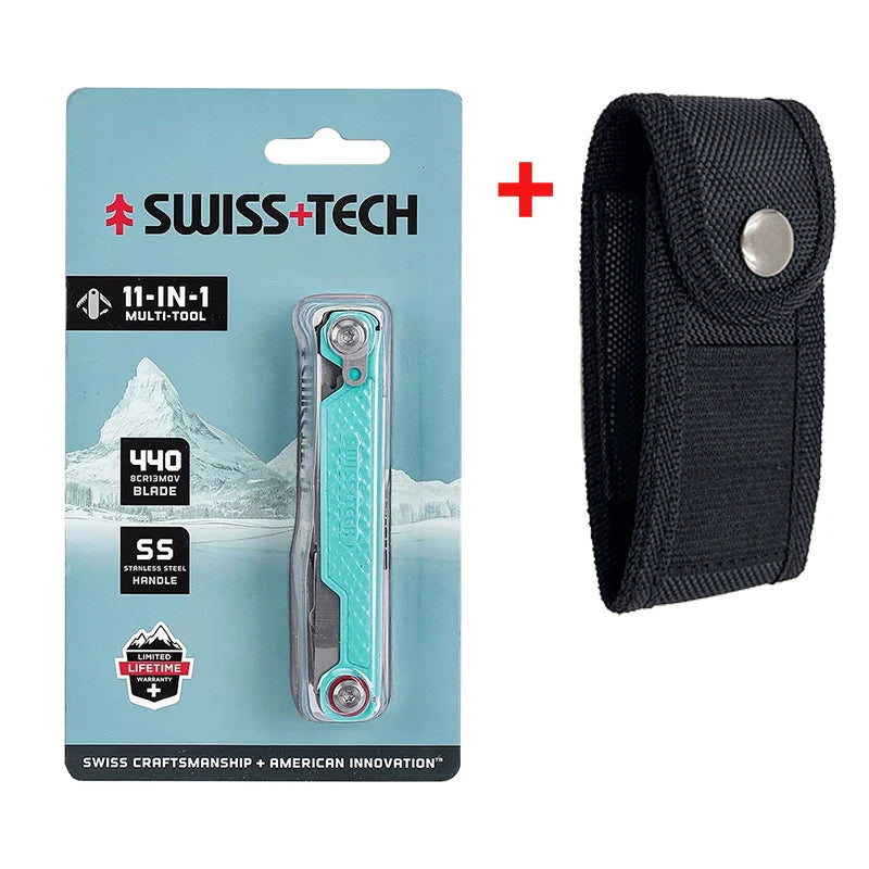 SWISS TECH 11 in 1 Mini Multitool Multi-function Tools with Scissors Screwdriver EDC Outdoor Survival Hand Tool