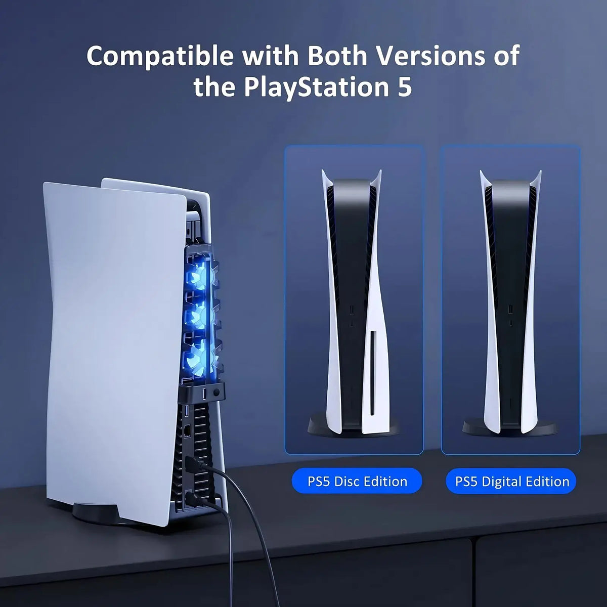 For PS5 Accessories Cooling Fan with LED Light for PS5 Both Disc and Digital Editions Gaming Accessorie Cooling System