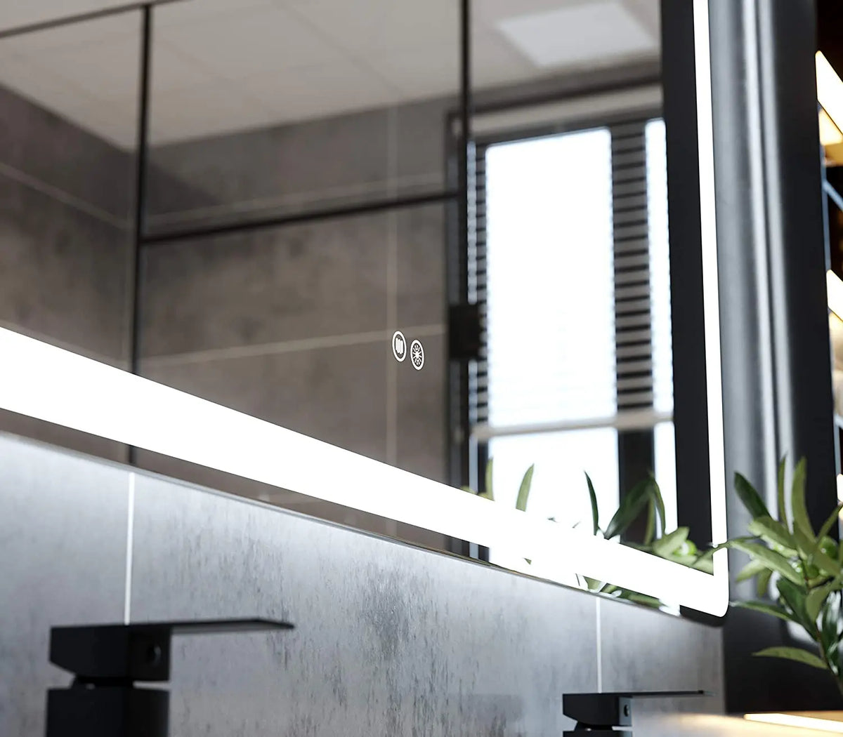 Smart Bathroom Mirror, Toilet, Washroom, Wall Mounted, LED Light Mirror, Anti Fog, Defogging, Bathroom Mirror, with Time Display
