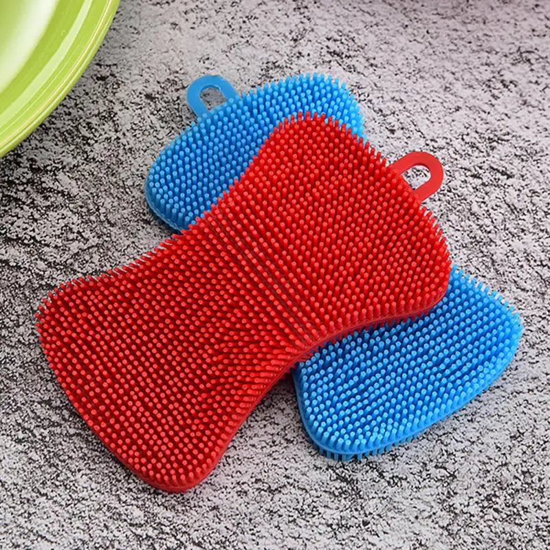 Kitchen Silicone Sponge Dish Washing Scrubber Household Dishes Cleaning Sponge Kitchen Gadgets Brush Accessories